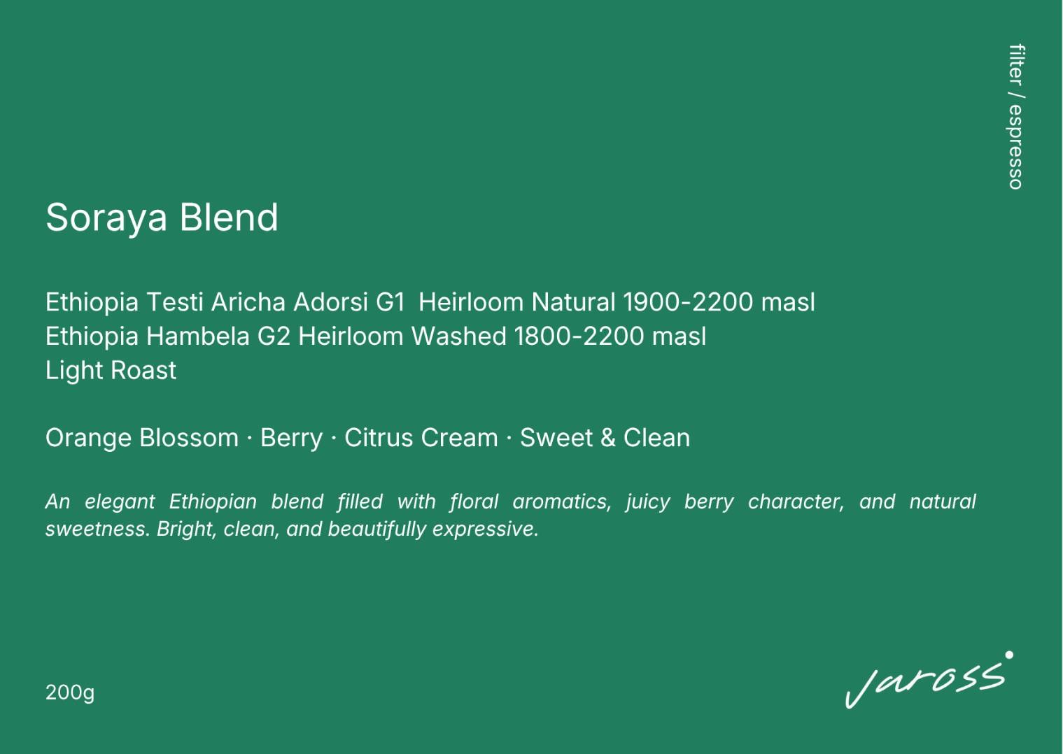 Soraya Blend printed label card