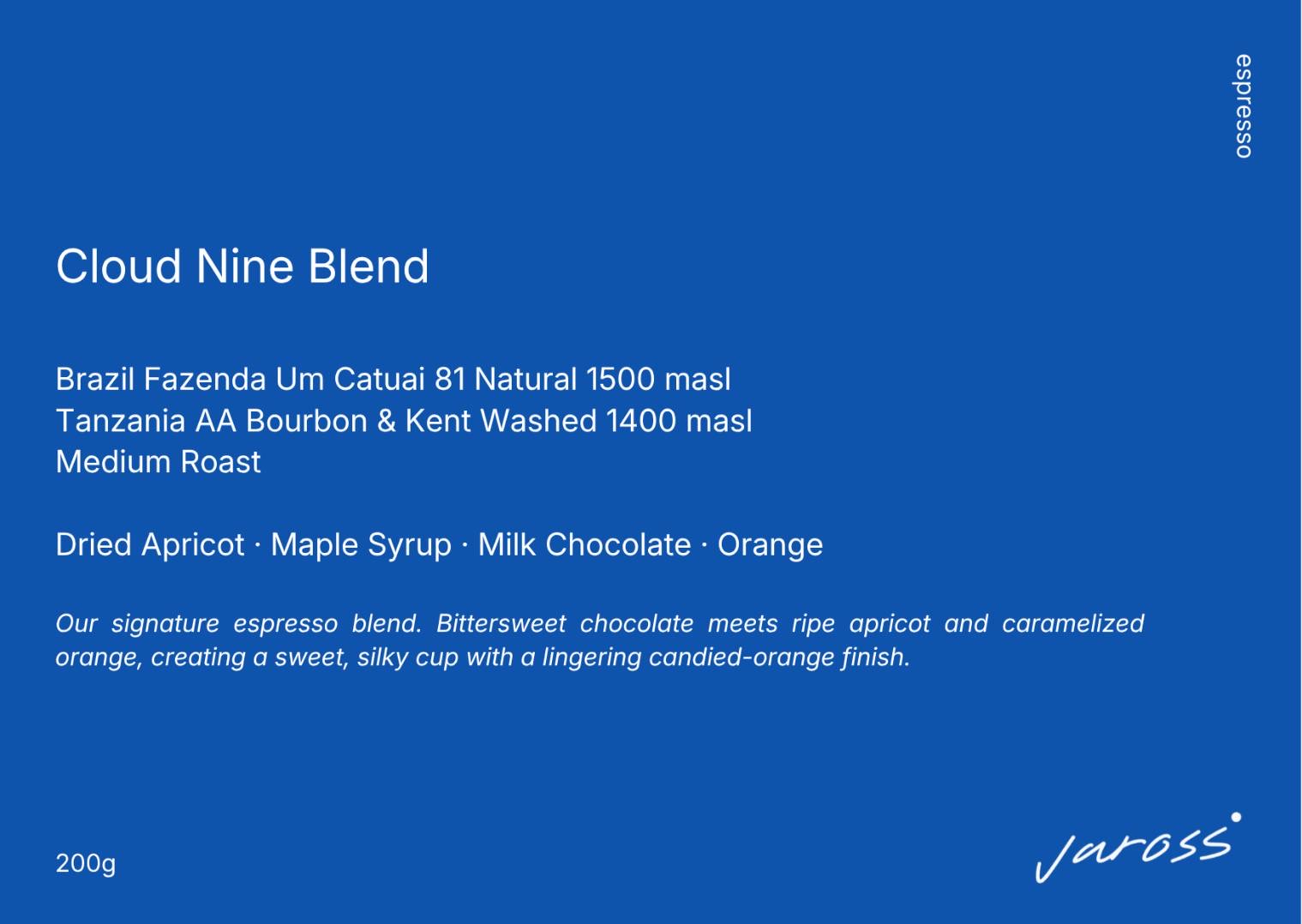 Cloud Nine Blend printed label card